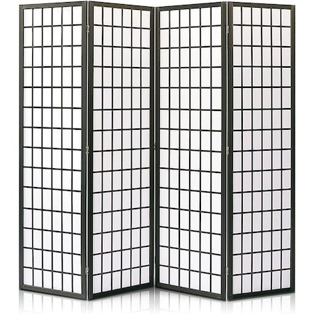 Serenelife Indoor Decorative 4-Panel Screen - Freestanding Wide Room Divider, Classic Japanese-inspired Room Di SLRDD4